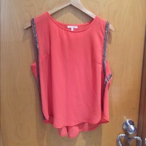 Peach Rhinestone Tank Top